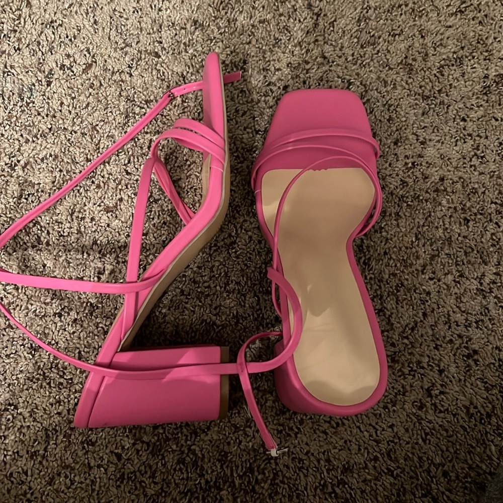 Pink strappy heels
